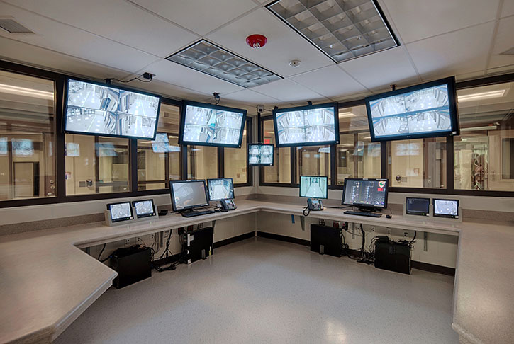 SuperSecure II-XLS with Level III Ballistic/Grade 2 Attack and one-way reflective glass by SAFTI FIRST for the control rooms at Plaquemines Parish Detention Center in Davant, LA
